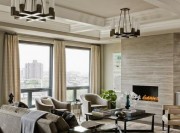 舒適多彩的美式風格80平米小戶型客廳吊頂裝修效果圖