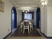 蔚藍基調的地中海風格130平米三居室餐廳裝修效果圖