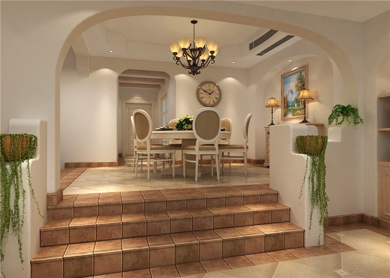 溫馨的田園風格100平米二居室餐廳裝修效果圖