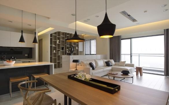 簡約清新日式風格90平米四居室餐廳吊頂裝修效果圖