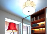 雅致自然中式風格100平米二居室客廳吊頂裝修效果圖